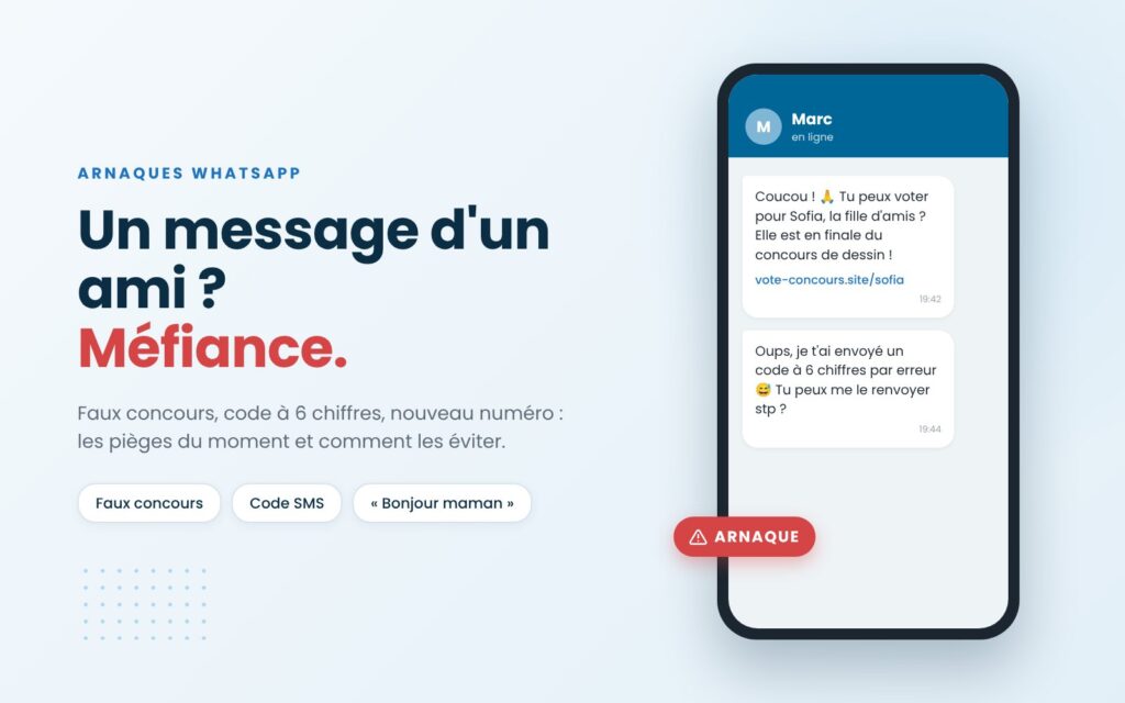 Message whatsapp d'un ami - méfiance